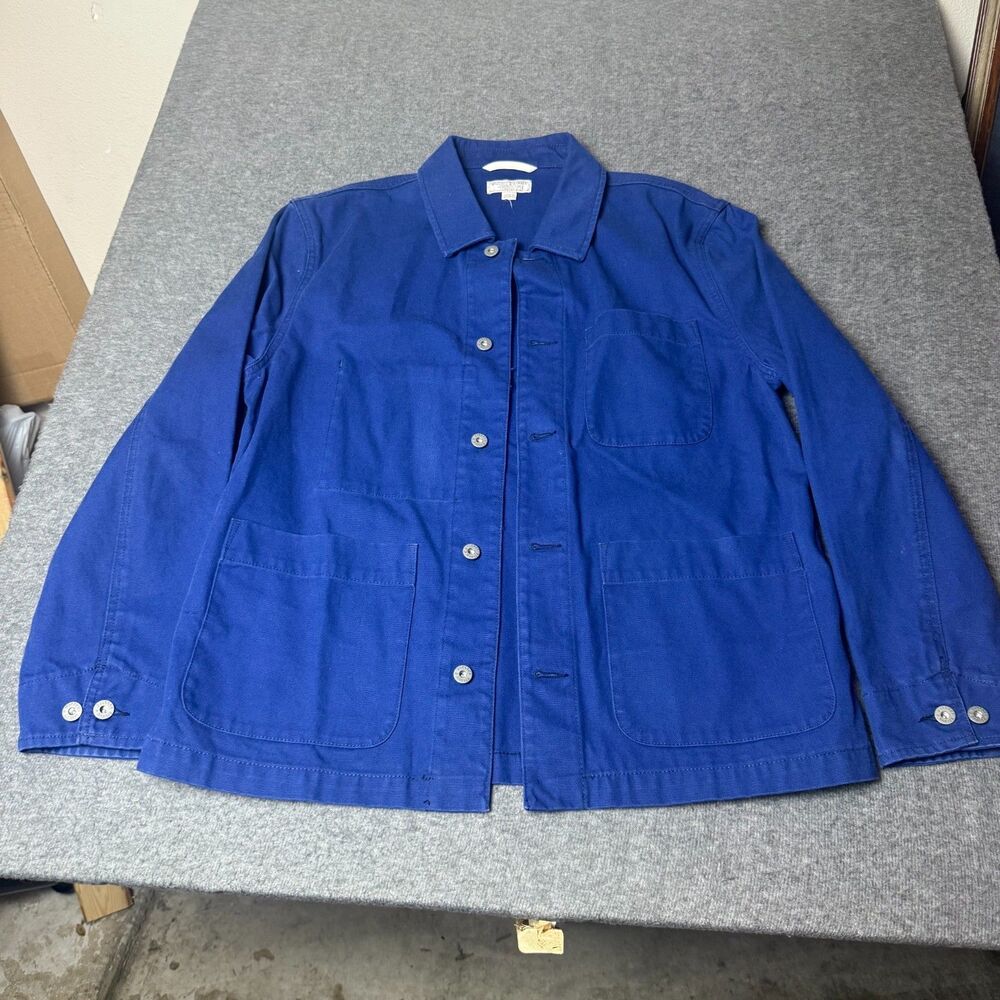 Wallace & Barnes Chore Jacket Mens Large Blue Canvas Workwear Button Front
